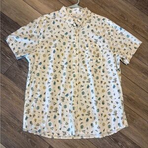 Sonoma White and Green Casual Button Down Shirt